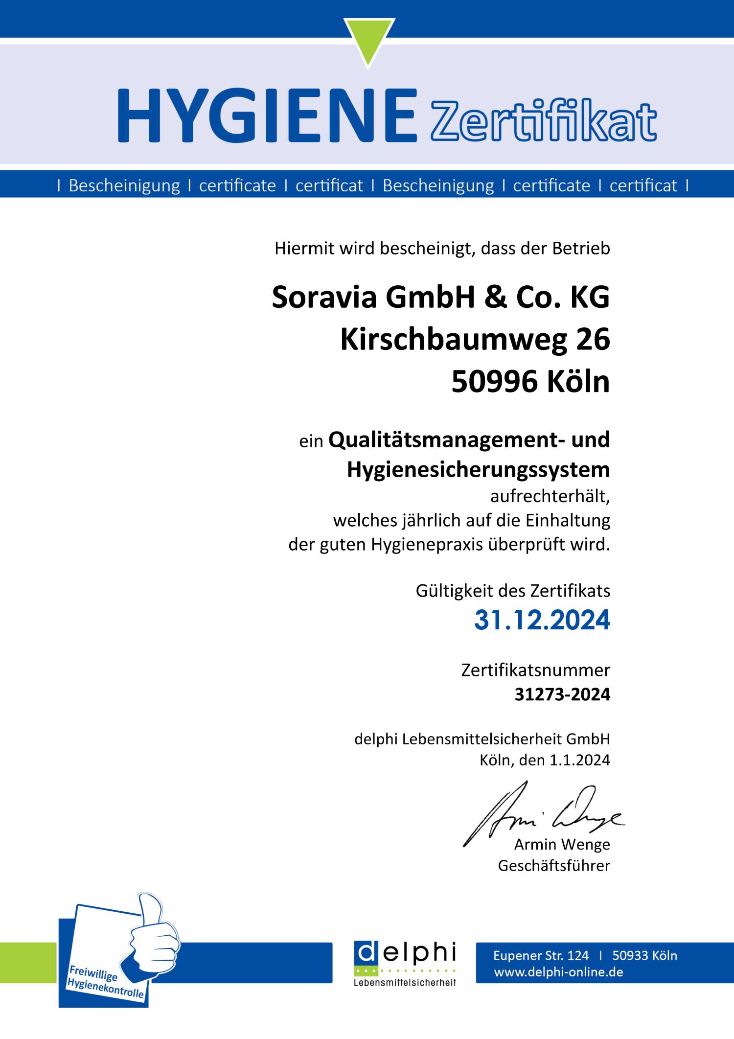 freiwilige-Lebensmittelsicherheit-Zertifikat